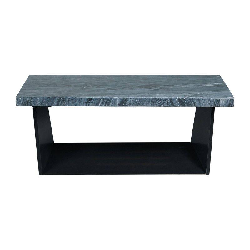 Ebony Rectangular Coffee Table with Dark Marble Top