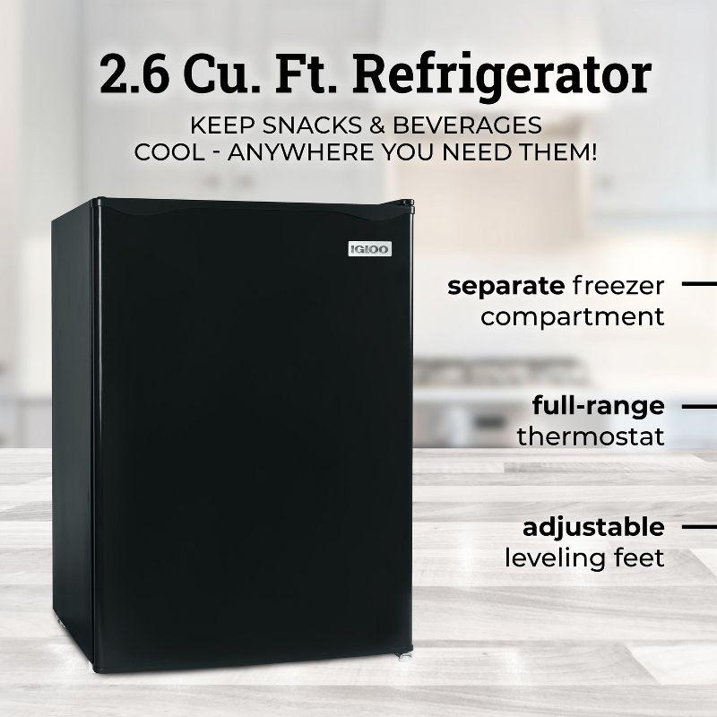 Igloo IRF16BK6A 1.6 Cu. Ft. Single Door Refrigerator with Freezer, Black