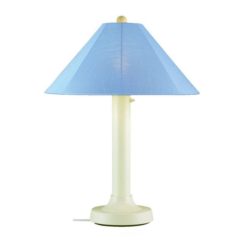 Patio Living Concepts Catalina Table Lamp 39644 with 3 bisque body and sky blue Sunbrella shade fabric