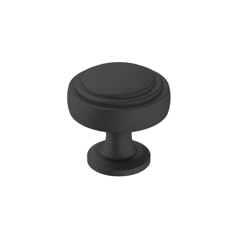 Matte Black Round Traditional Cabinet Knob with Mounting Hardware