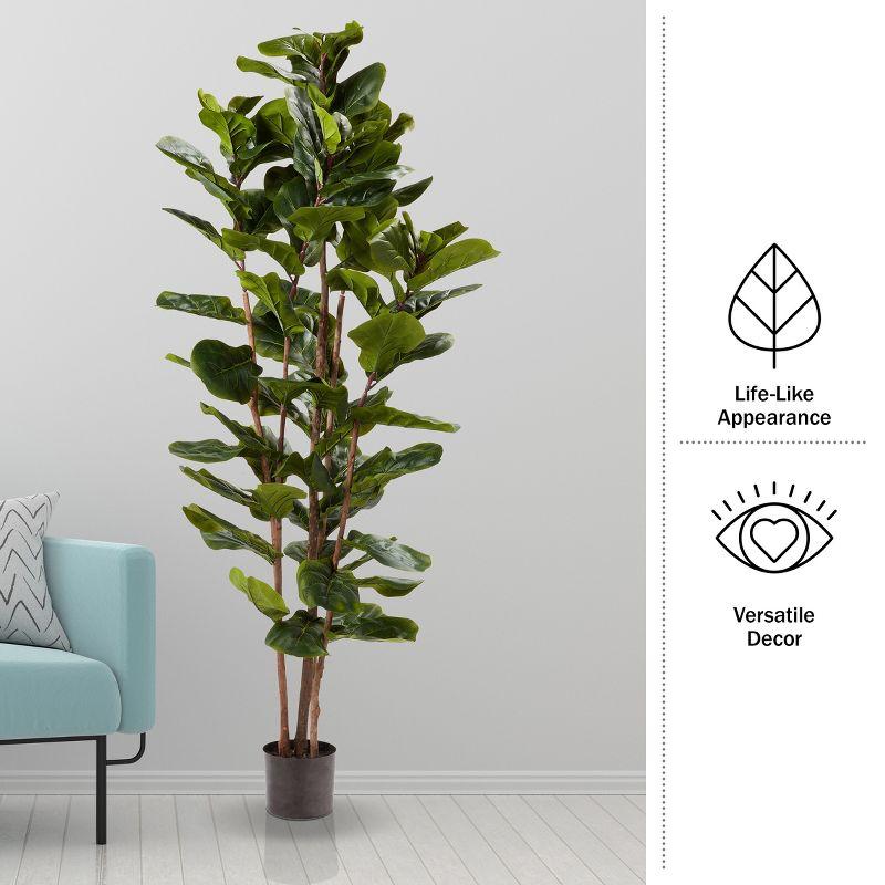 Fiddle Leaf Fig Tree - 72-Inch Fake Plant with Pot and Natural Feel Leaves for Home or Office - Artificial Plants Decor for Indoors by Pure Garden