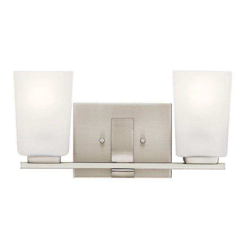 Brushed Nickel 2-Light Modern Vanity Fixture