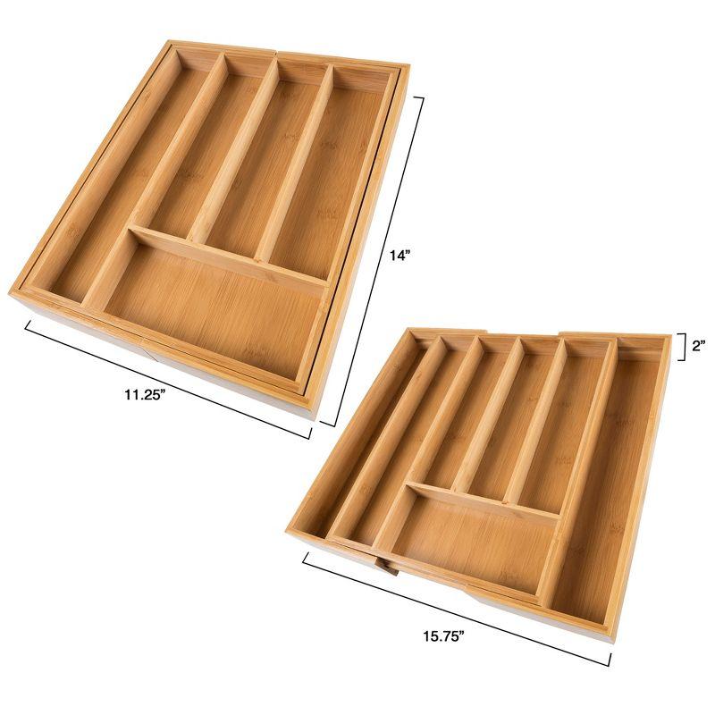 Expandable Bamboo Kitchen Drawer Organizer with Adjustable Dividers