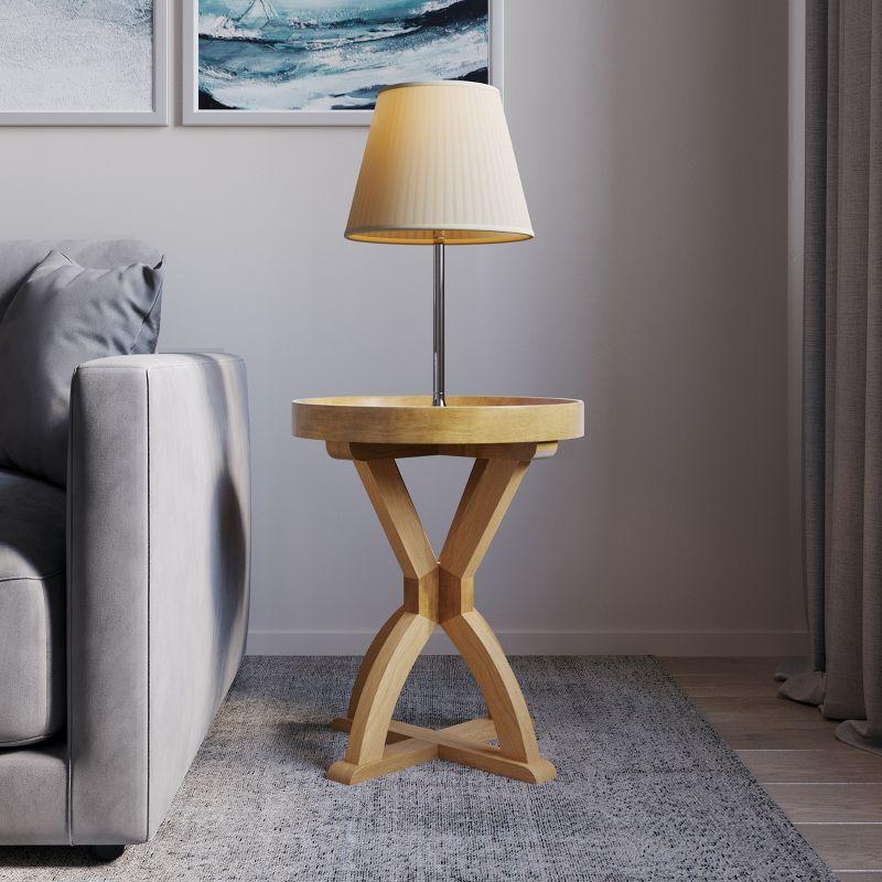 Side Table - Mango Wood Pedestal Table for Couch, Loveseat, Entryway, or Bed - Farmhouse Living Room Furniture by Lavish Home (Natural)