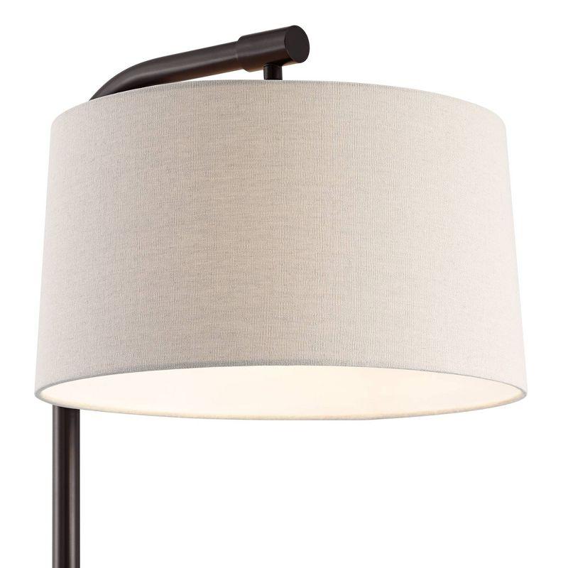 360 Lighting Serra Modern 64" Tall Standing Floor Lamp Curved Chairside Arc Offset Arm Foot Switch Art Deco Brown Dark Bronze Finish Living Room House