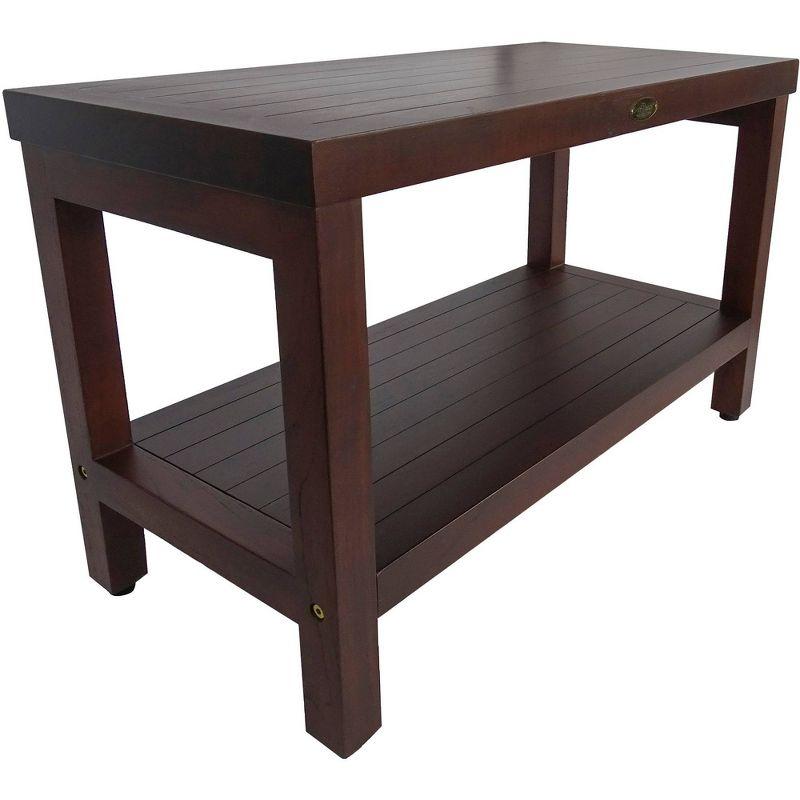 30" Eleganto DT116 Wide Teak Wood Shower Bench with Shelf - DecoTeak