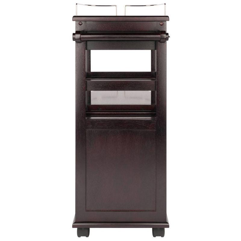 Espresso Wood Entertainment Cart with Wine Rack and Storage