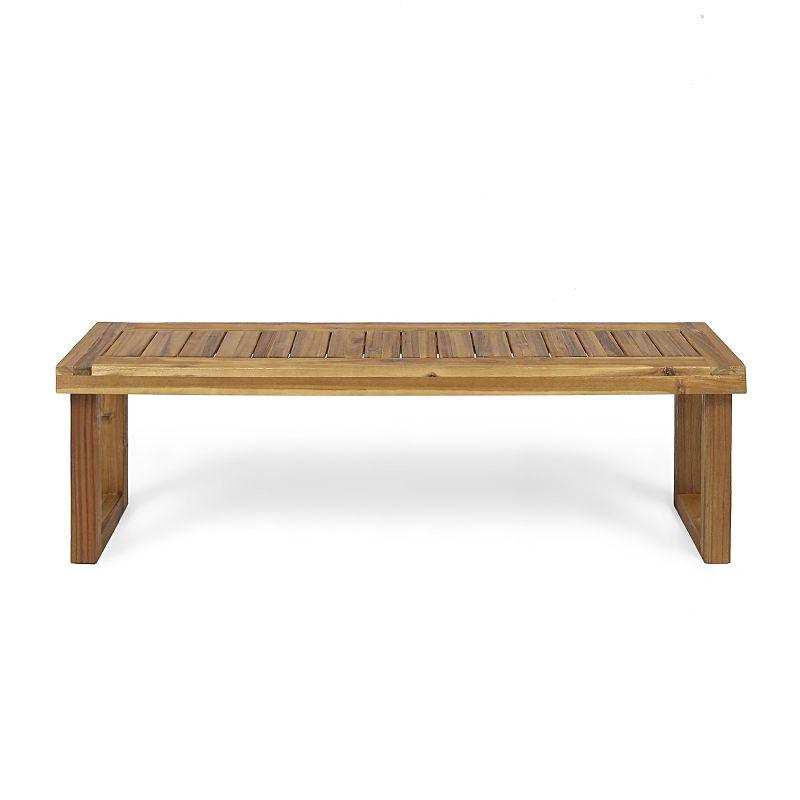 GDFStudio Josette Outdoor Acacia Wood Dining Bench, Sandblasted Natural Brown