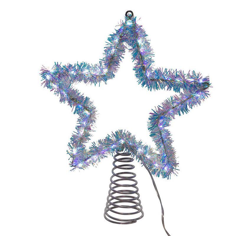 Kurt Adler 12.2-Inch Tinsel Star Tree Topper with Cool White LED Lights