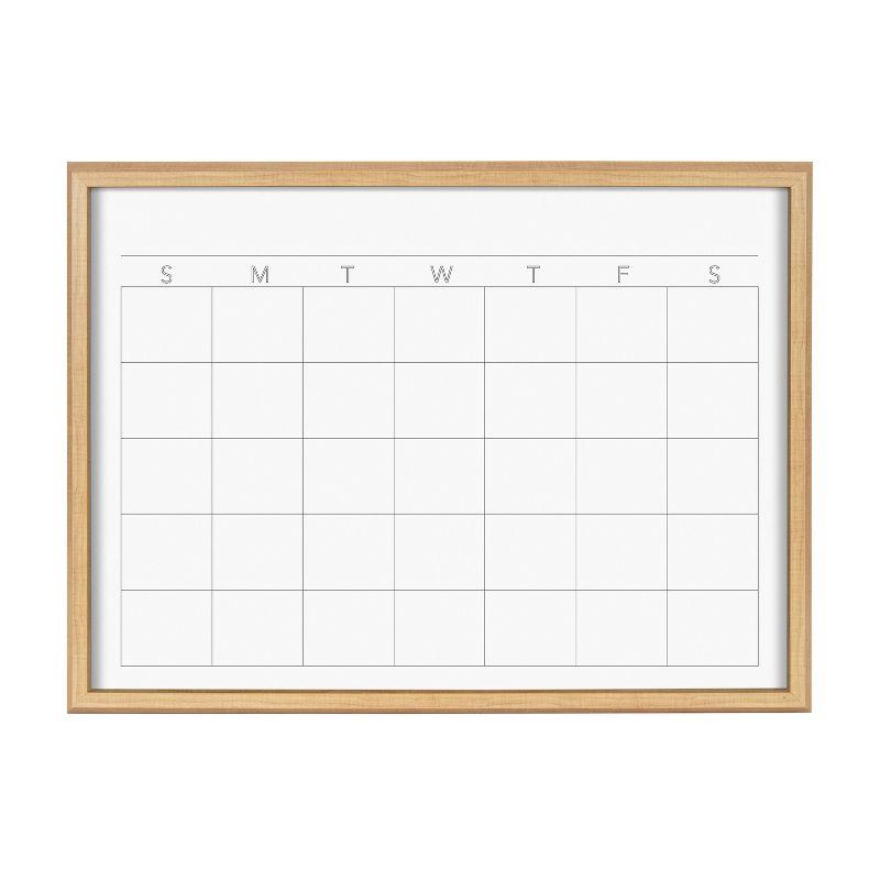 Natural Wood Framed 18" x 24" Glass Dry Erase Calendar