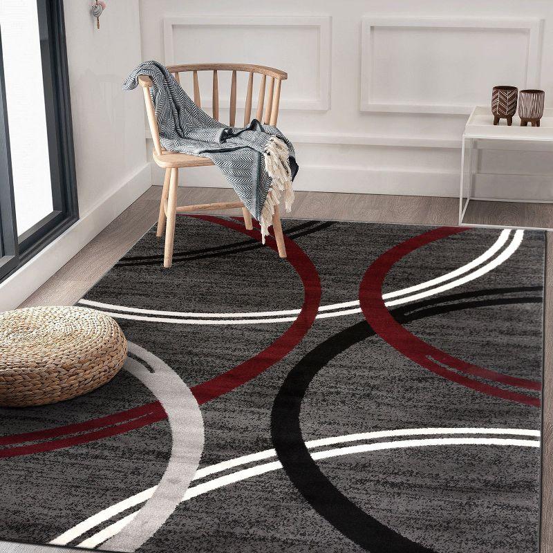 World Rug Gallery Contemporary Abstract Circles Design Area Rug