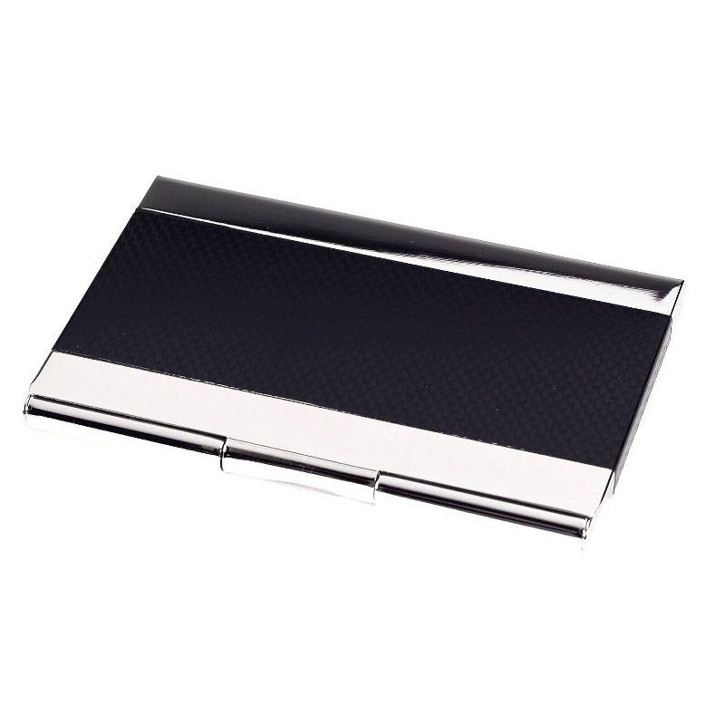 Bey-Berk Nickel Plated Business Card Case with Black Anodized Trim 2.5" x 3.85" Nickel/Black (D269B)