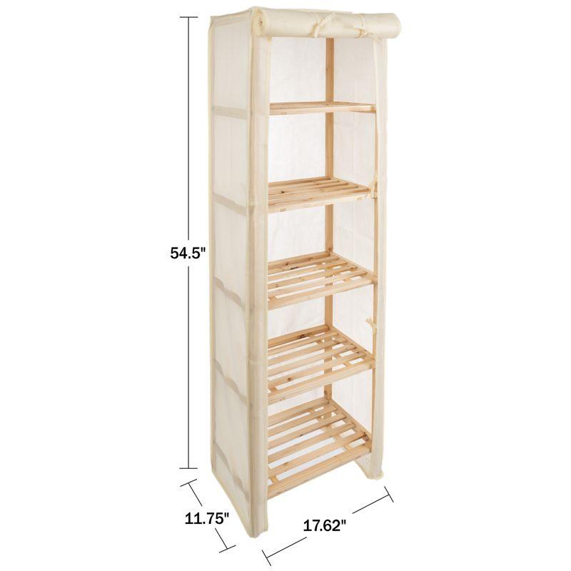 Hastings Home 5-Tier Wood Storage Shelving Rack With Removable Cover