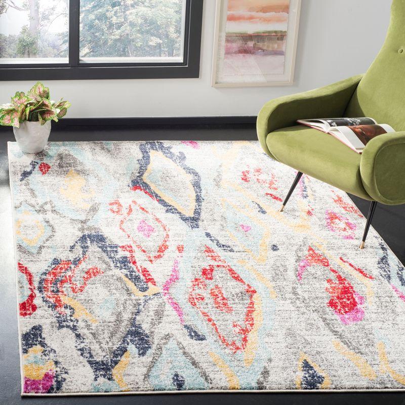 Gray and Multicolor Abstract Ikat Print 6' x 9' Area Rug