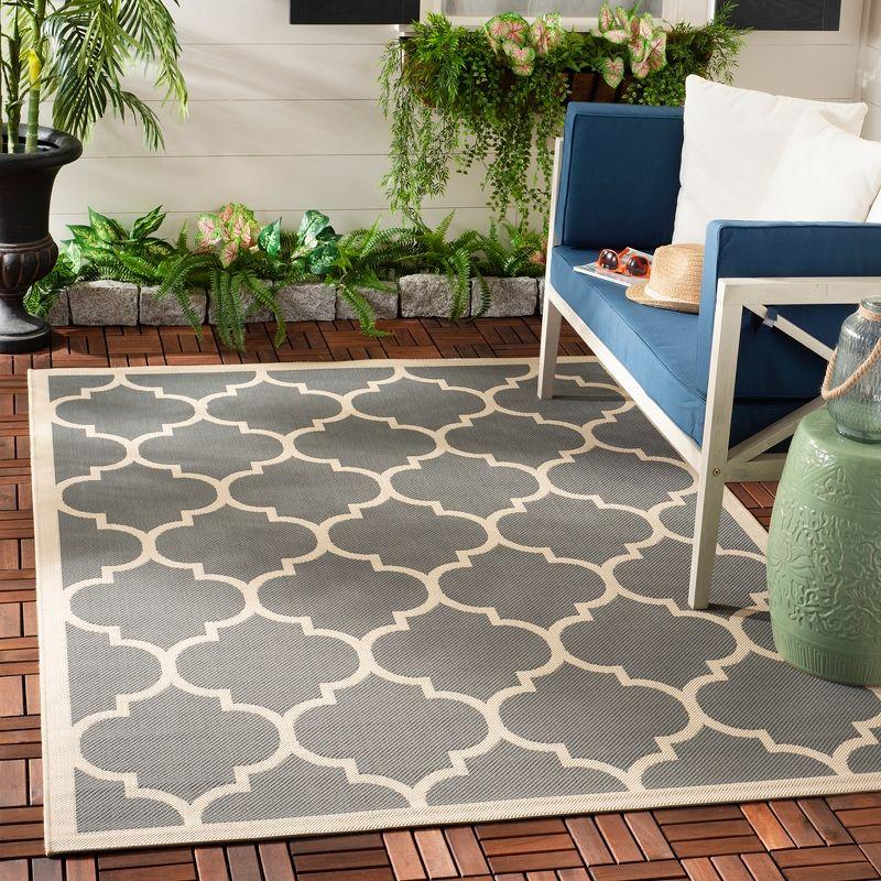 Anthracite and Beige Geometric Synthetic Indoor/Outdoor Area Rug, 2'7" x 5'