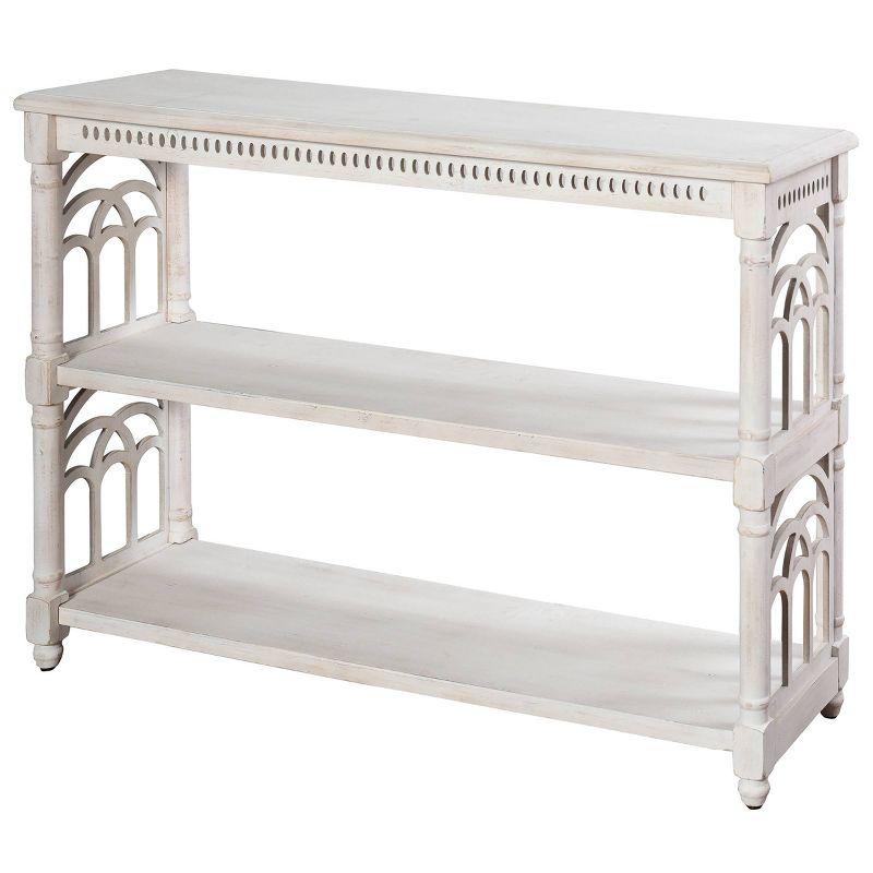 Distressed White 3-Tier Console Table with Storage