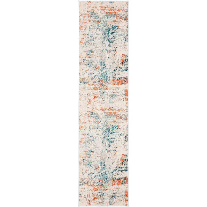 Madison MAD478 Power Loomed Indoor Runner Rug - Cream/Orange - 2'2"x6' - Safavieh