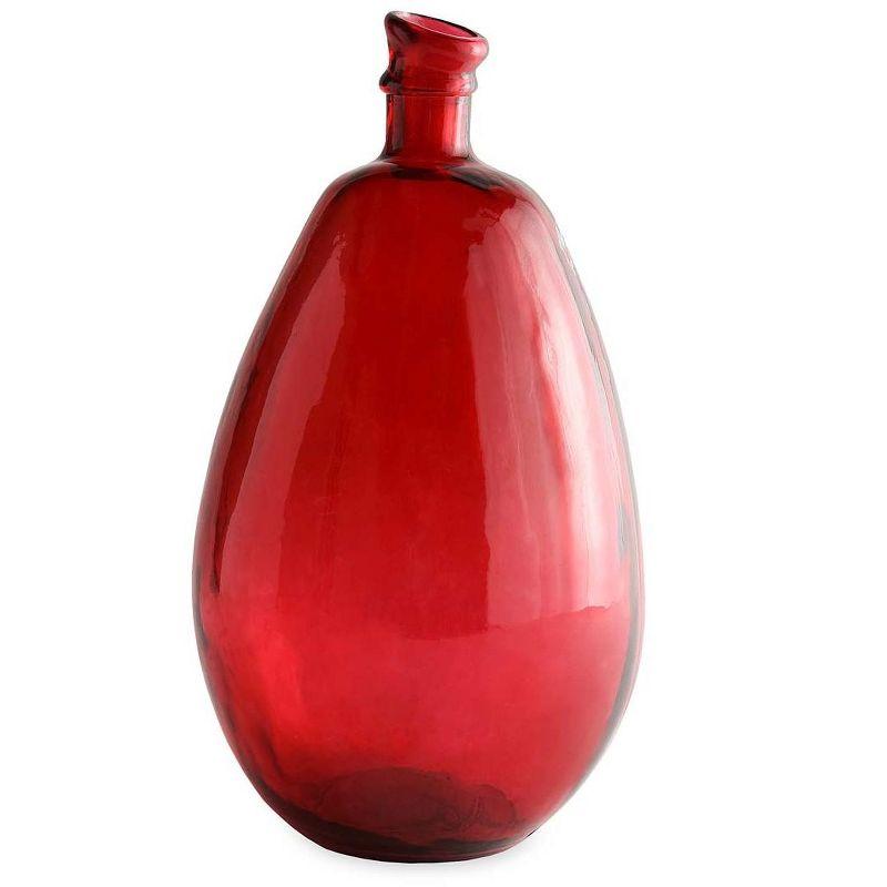 VivaTerra Recycled Tall Glass Balloon Vase, 19" - Red
