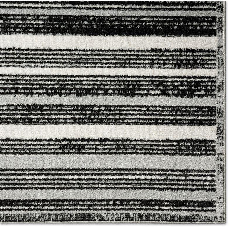 Everwash Light Grey/Charcoal Grey Striped Washable Area Rug, 6'6" x 9'2"