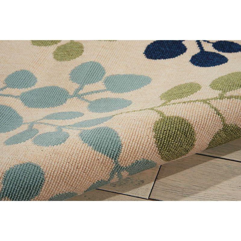 Ivory Floral Bliss Easy-Care Synthetic 4' x 6' Area Rug