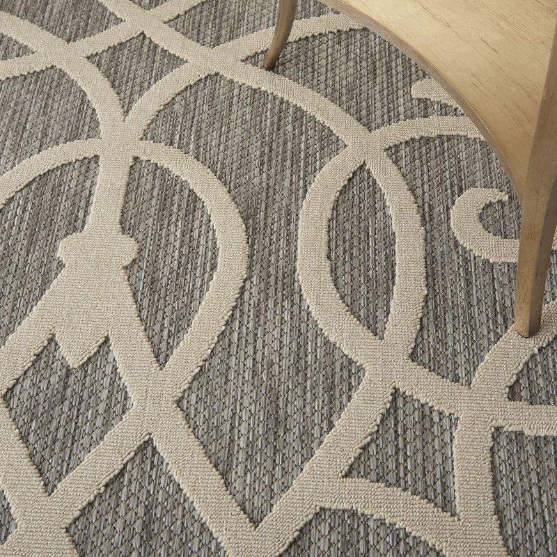 Gray Geometric Hand-knotted Synthetic 4' x 6' Area Rug