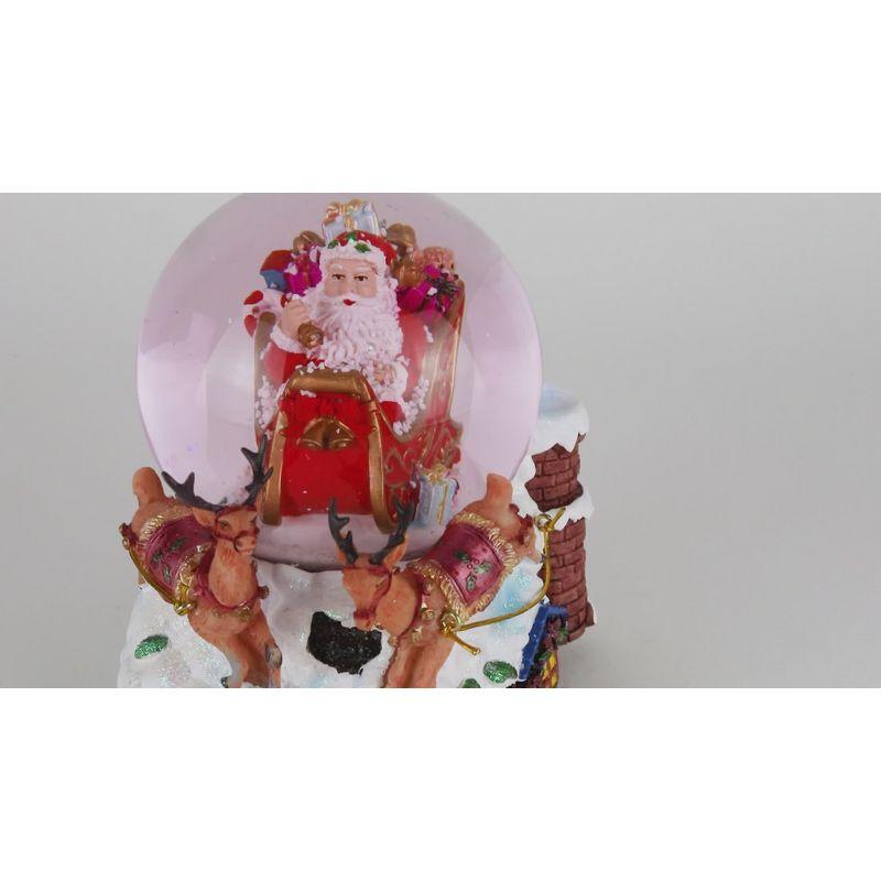 5.5" Santa on His Sleigh with Reindeer Musical Christmas Snow Globe