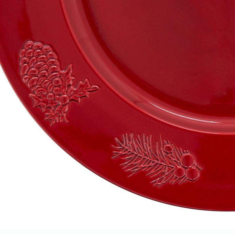 Saro Lifestyle Christmas Charger Plates With Holly Berry Design (Set of 4)