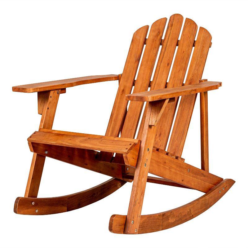 Light Brown Acacia Wood Adirondack Rocking Chair