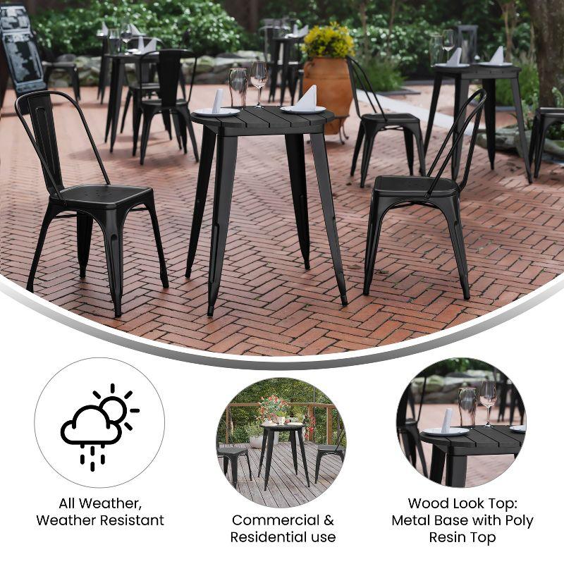 Flash Furniture Declan Commercial Grade Indoor/Outdoor Dining Table, 23.75" Round All Weather Poly Resin Top with Steel Base