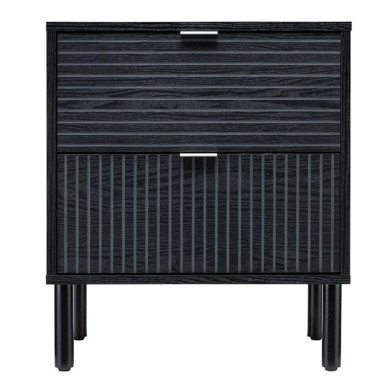 Sango Sango Merk 2-Drawer Solid Wood Nightstand, Drawers With Horizontal & Vertical Grooves