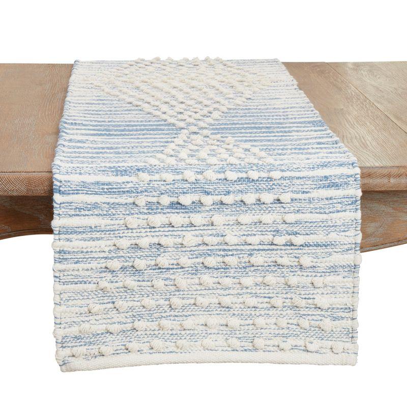 Blue and White Cotton Bohemian Table Runner