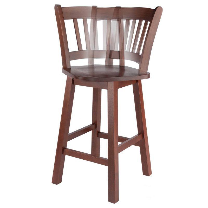 Fina Swivel Seat Counter Height Barstool Walnut - Winsome: Transitional Style, Wood Frame, Fixed 24.57" Seat Height