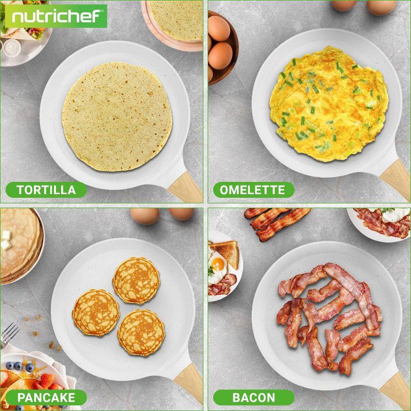 NutriChef Nutrichef 9.45” Non-Stick Crepe Pan With Wooden Spreader, Durable Marble Coated Dosa Pan, Bakelite Handle And Induction Bottom, Pfoa/Pfos Free, Dishwasher Safe, Even Heat Distribution