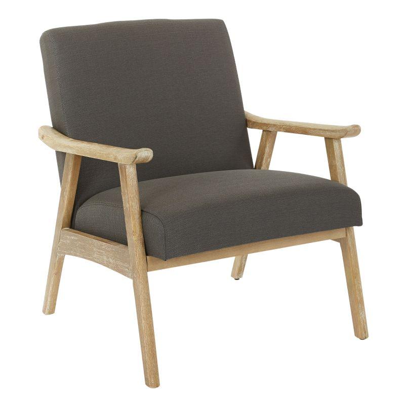 OSP Home Furnishings Weldon Chair Charcoal: Mid-Century Modern Polyester Upholstery, Wood Frame