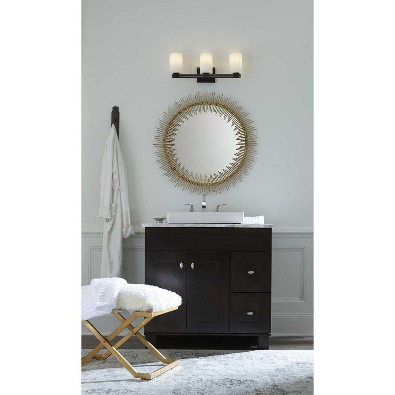 Progress Lighting Lisbon Collection 3-Light Bath Vanity in Black Finish with Etched Opal Glass Shades