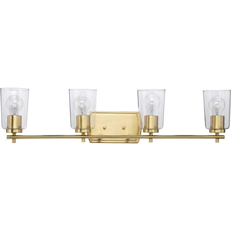 Progress Lighting Adley 4-Light Bath Vanity in Polished Nickel with Clear Glass Shades