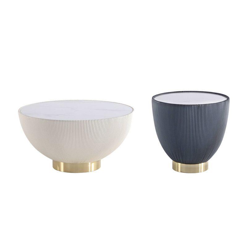 Modern Multicolor Ceramic and Gold Accent Table Set