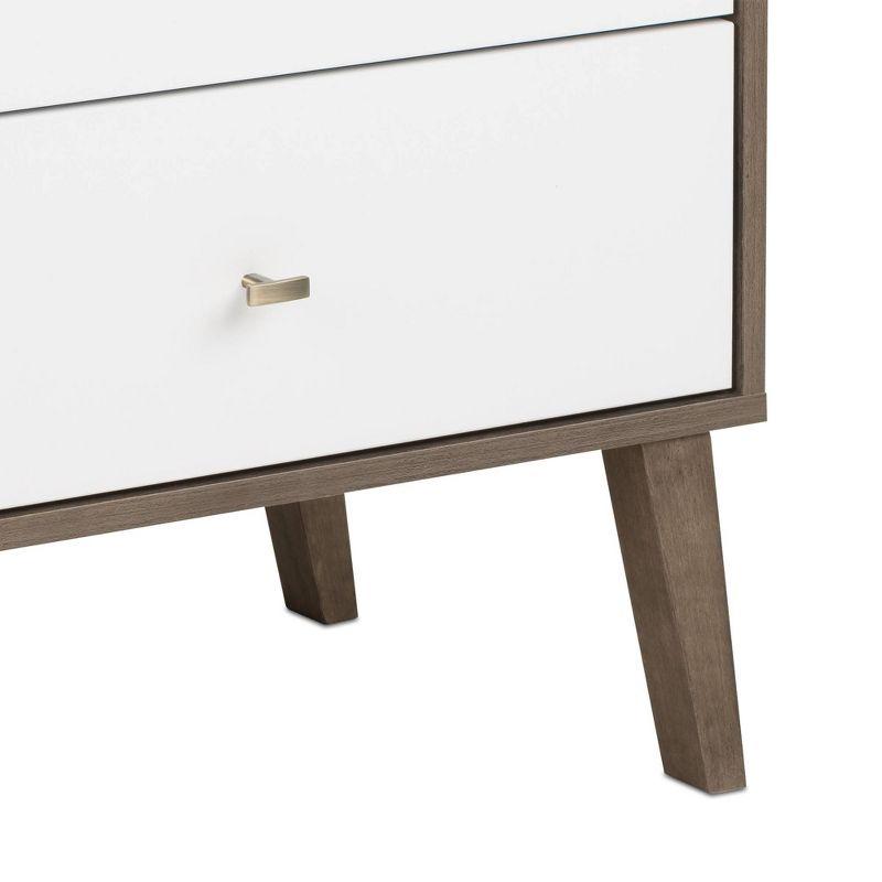 Milo Mid-Century Modern 6 Drawers Dresser Drifted Gray/White - Prepac