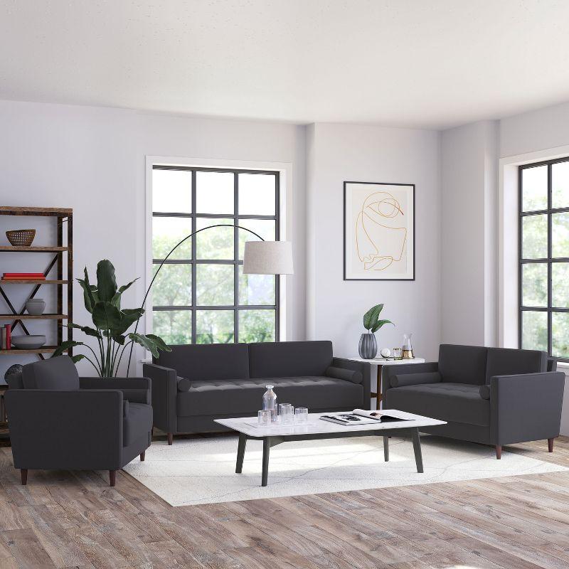 Giovanni Loveseat Gray - Lifestyle Solutions: Compact, Tufted, with Pocket Coils & High-Density Foam