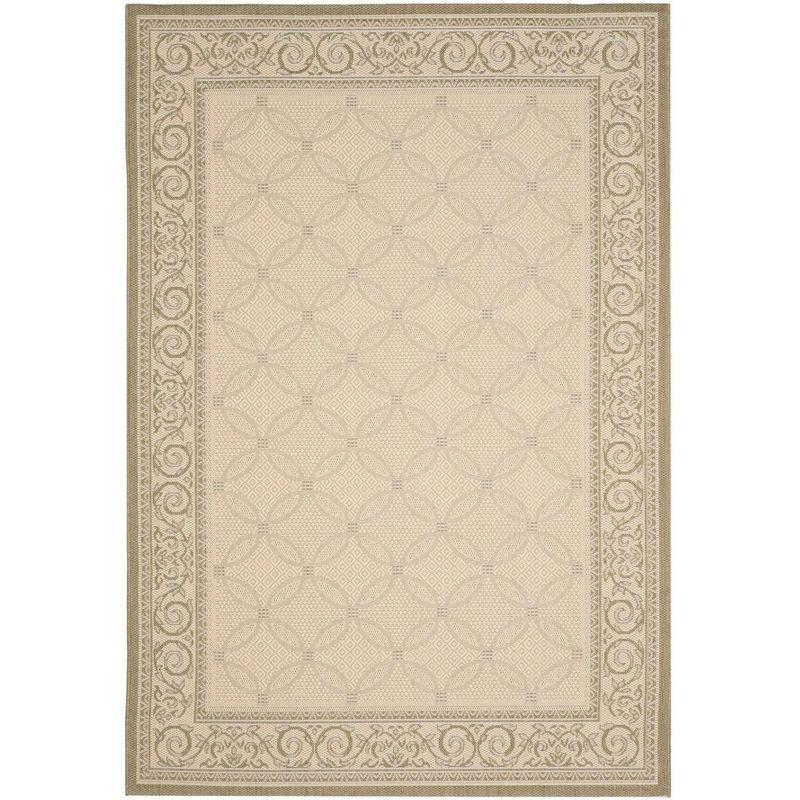 Courtyard CY1502 Power Loomed Indoor and Outdoor Area Rug - Natural/Olive - 5'3"x7'7" - Safavieh