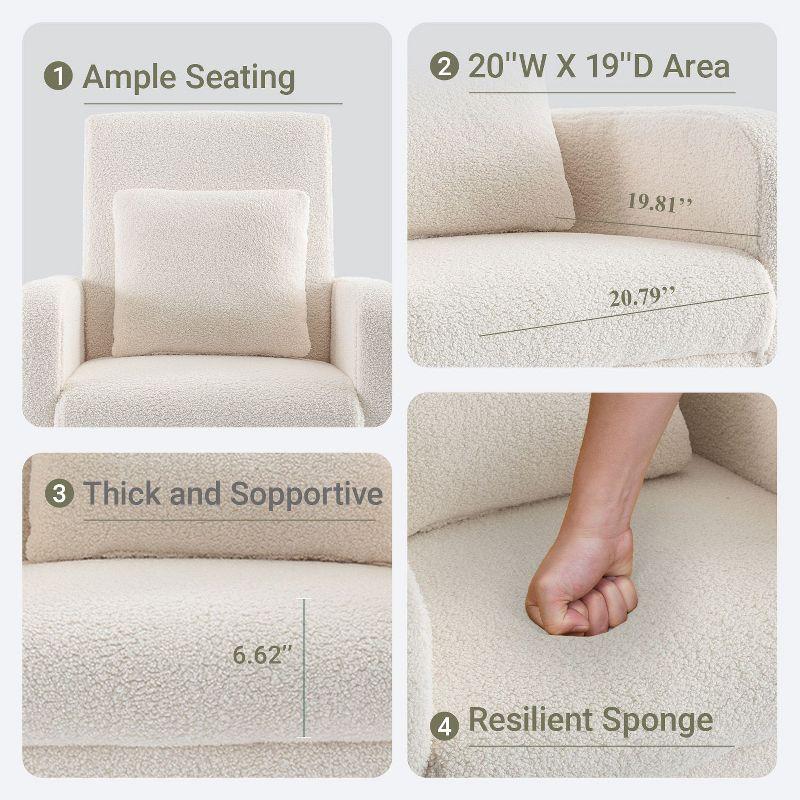 Ora Maison Modern Fabric Armchair with Cushion, Upholstered Side Chair for Living Room, Solo Sofa Chair with Wood Support,Beige