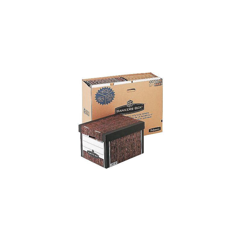 Bankers Box R-KIVE Max Storage Box Letter/Legal Locking Lid Woodgrain 4/Carton 0072506