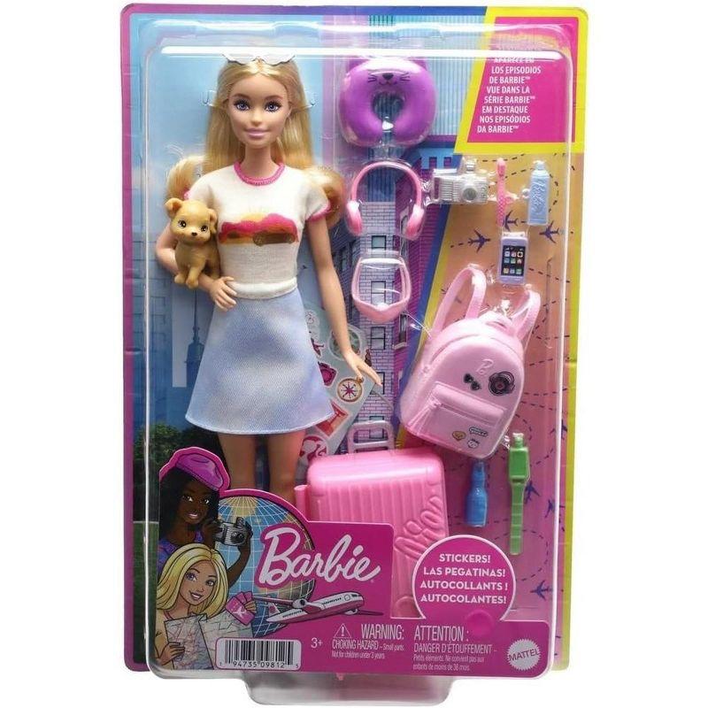 Barbie Doll and Accessories Travel Set with Puppy