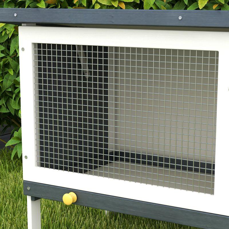 PawHut Wooden Rabbit Hutch, Bunny Cage, Guinea Pig House with Pull-Out Tray, and Openable Asphalt Roof for Indoor/Outdoor, Black