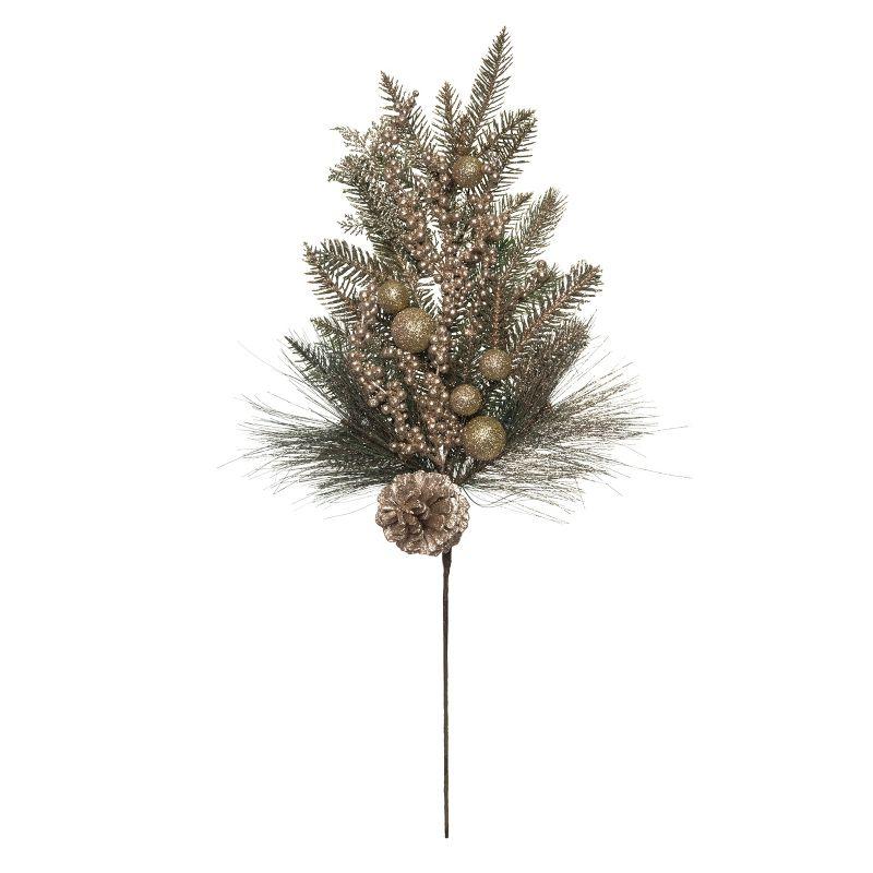 Artificial 30 in. Multicolor Christmas Pine Spray with Pinecones