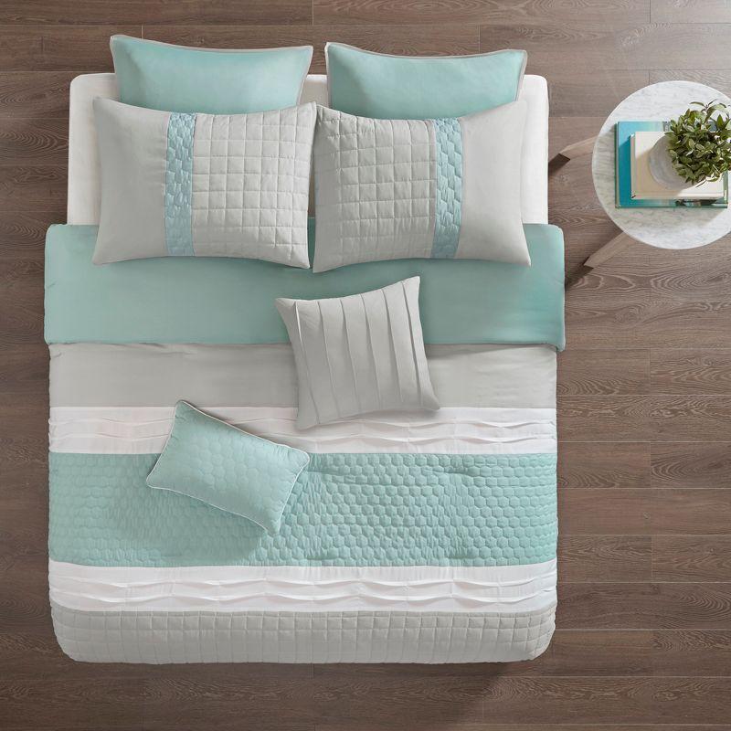 Seafoam and Gray Queen Microfiber 8-Piece Comforter Set