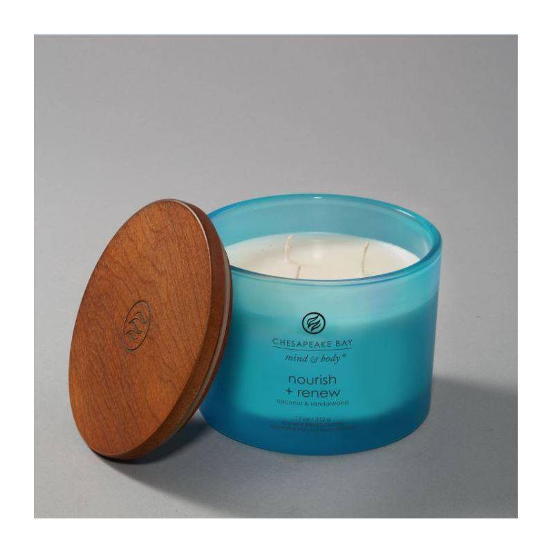 Frosted Glass Nourish + Renew Lidded Jar Candle Light Blue - Mind & Body by Chesapeake Bay Candle