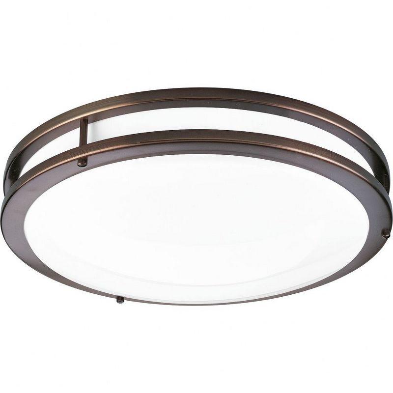 Progress Lighting, Moderna Collection, 1-Light Flush Mount, Urban Bronze, White Acrylic Shade, Steel, 14" x 3.75"