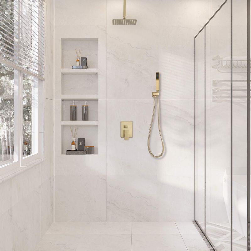 CASAINC 10'' Wall Mounted Shower System with Handheld Sprayer, Brushed Gold
