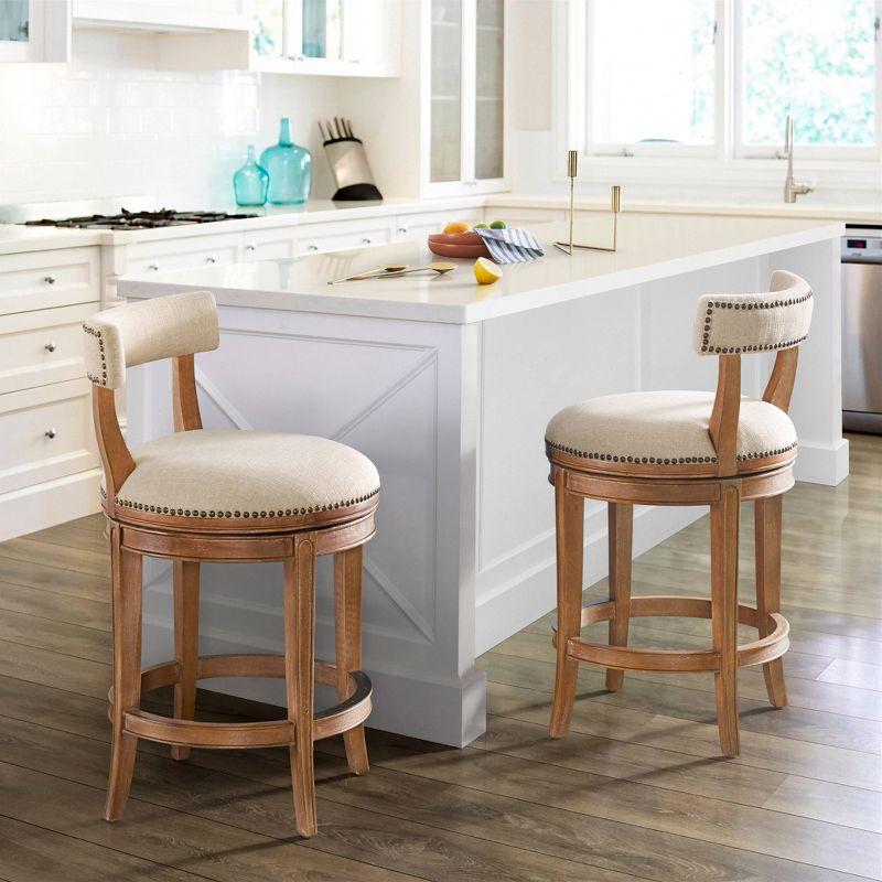 Hanover Solid Rubber Wood Swivel Counter And Bar Stool